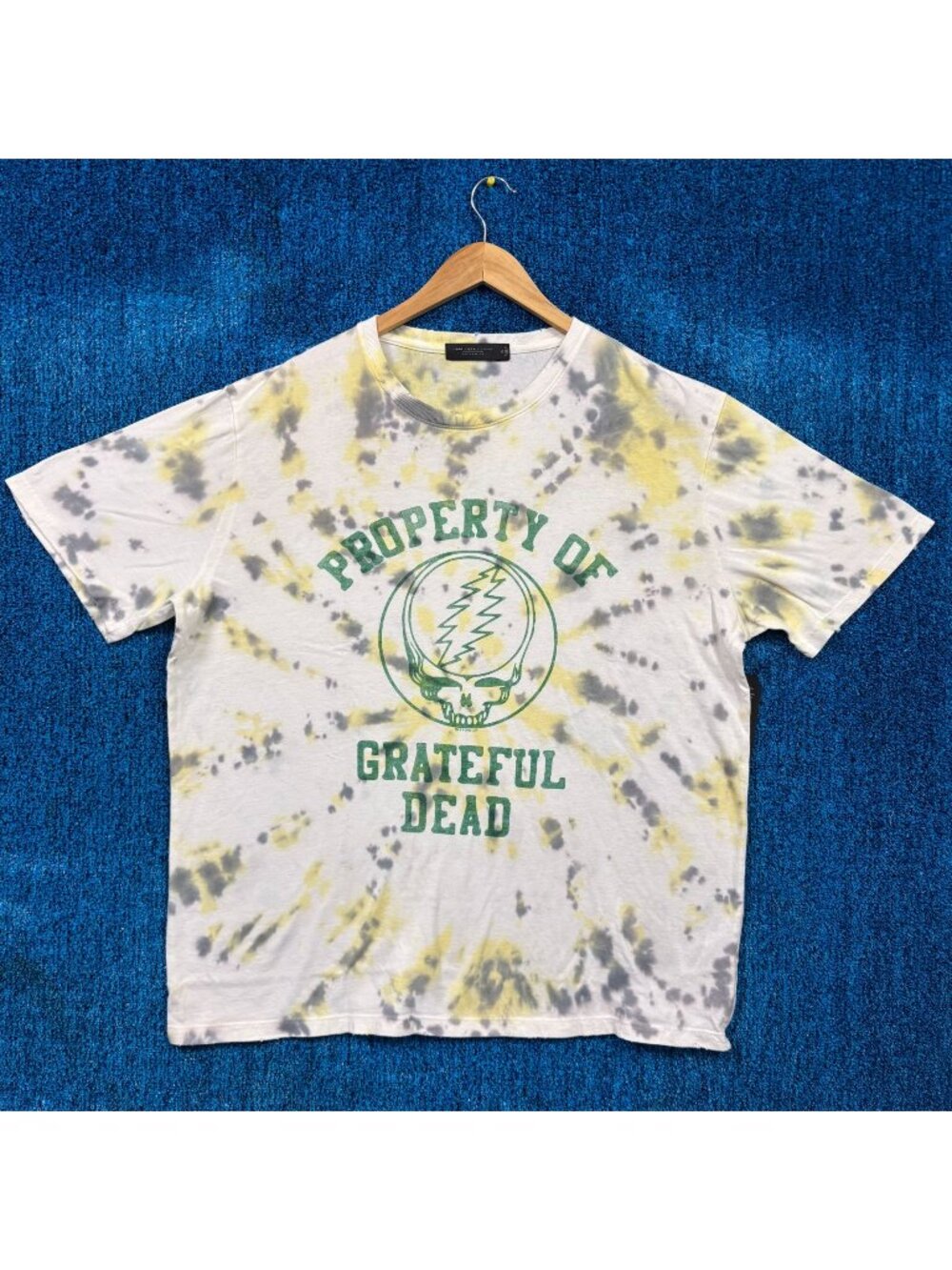 Grateful Dead White/Gray/Yellow Rock Tie-Dye T-Shirt Size Extra Large